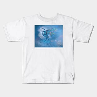 Surrealism-Blue Flamingo Kids T-Shirt